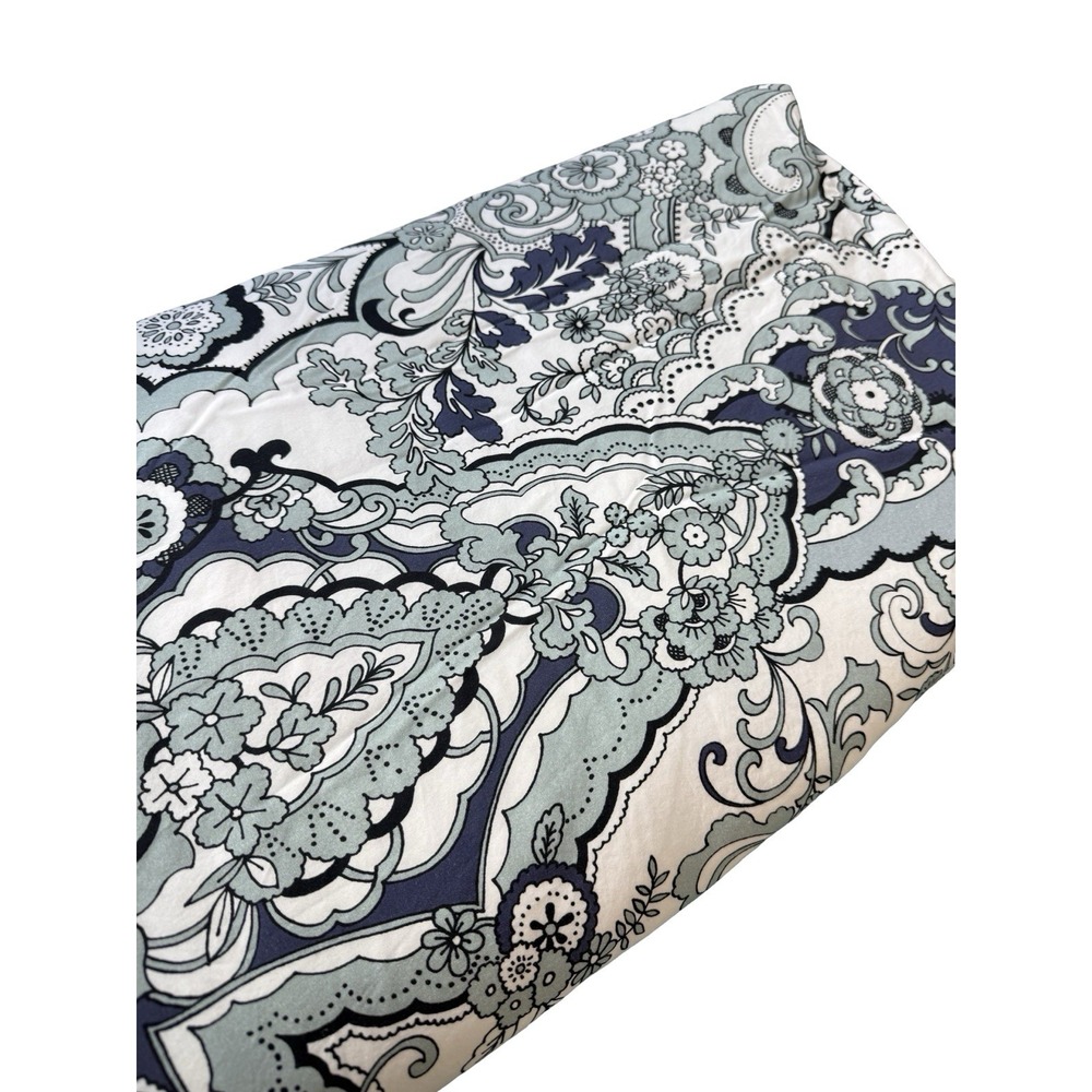 Pottery Barn Organic Cotton Full Queen Duvet Cover 2 Shams Blue Floral Paisley
